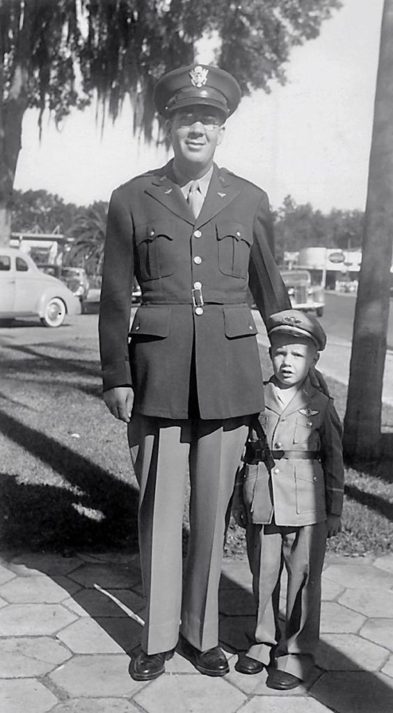 Lev H. Prichard, Jr., and Lev Prichard III during WWII when Lev Jr. was stationed in Orlando, Florida.